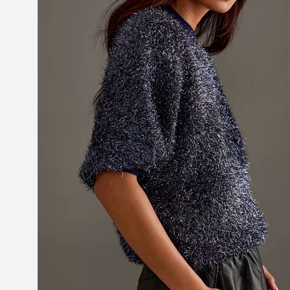 Maeve Metallic Knit Sweater - Silver and Black
